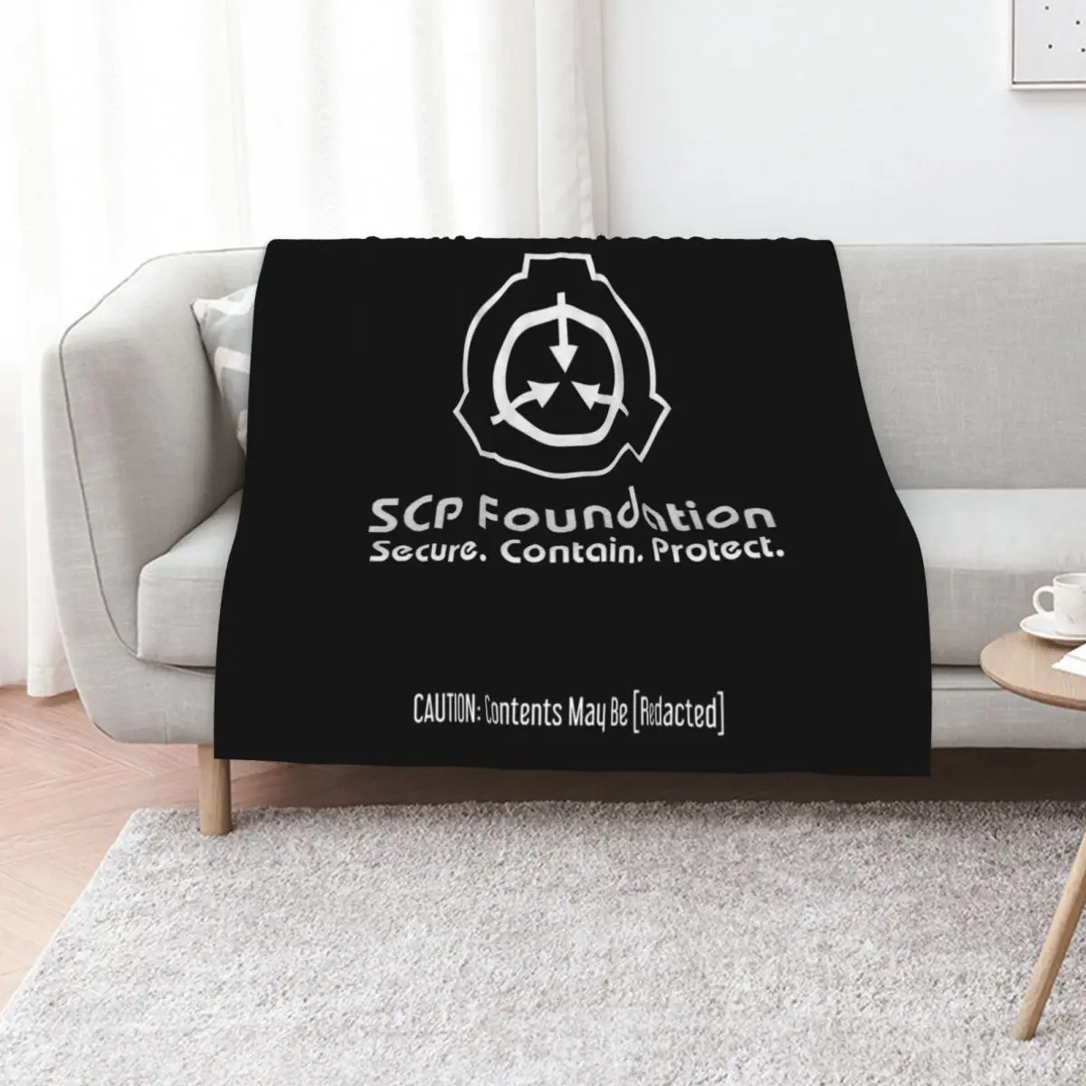 SCP Foundation: Contents May Be [Redacted] (Black) Throw Blanket Reusable Durable Soft Blanket for All Seasons