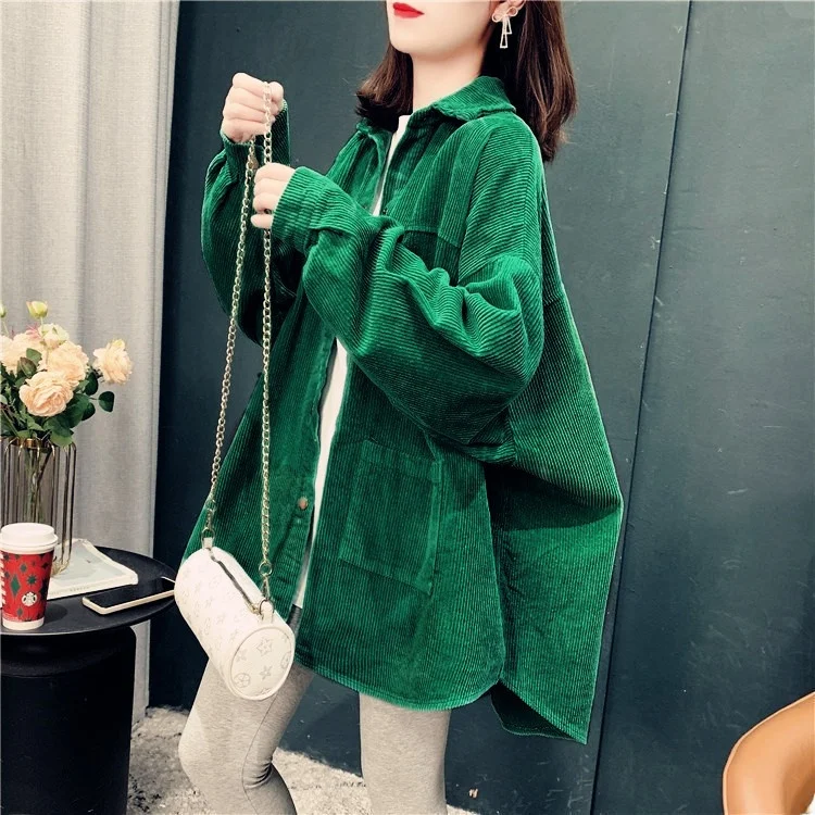 

Spring Autumn Korean Style Loose Fit Long Velvet Color Jacket Women's Fashion Design Short Front Long Back Top