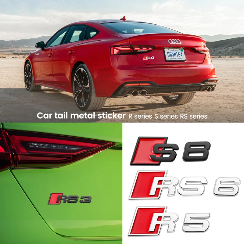 

Металлические 3D наклейки-значки для Audi S line S3 S4 S5 S6 S7 S8 RS3 RS4 RS5 RS6 RS7 RS8, Эмблема для логотипа автомобиля, аксессуары для украшения багажника