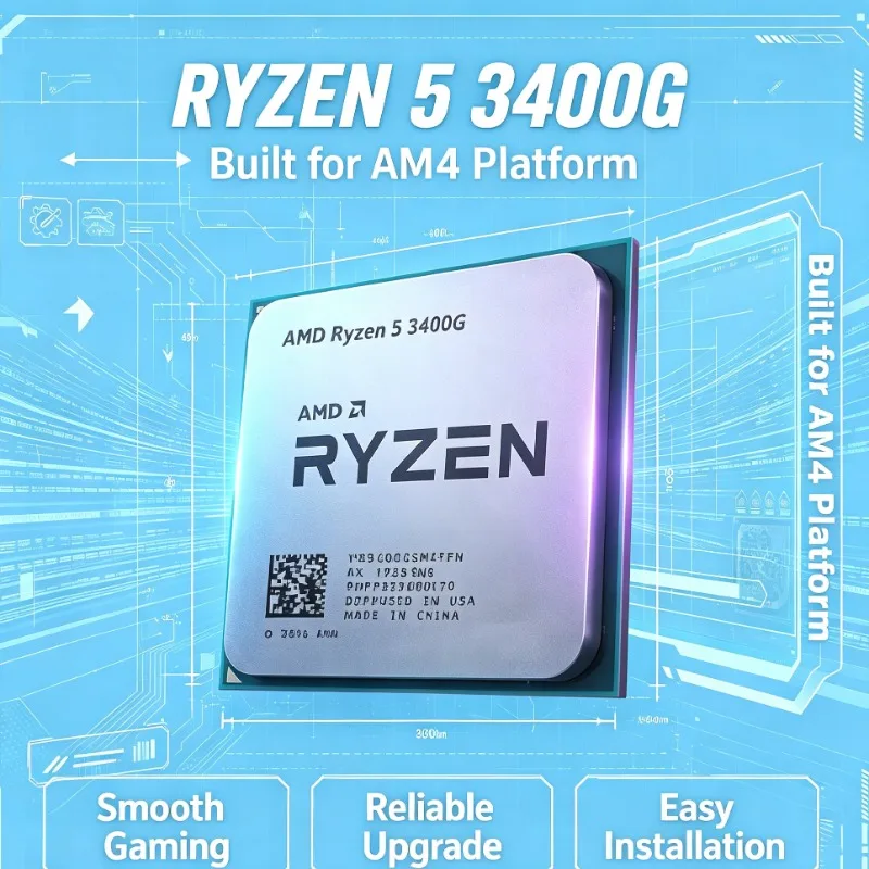 AMD R5 3400G 3.7GHz 65W 4C8T Vega 11 Graphics APU AM4 Socket CPU Processor for Office Tray