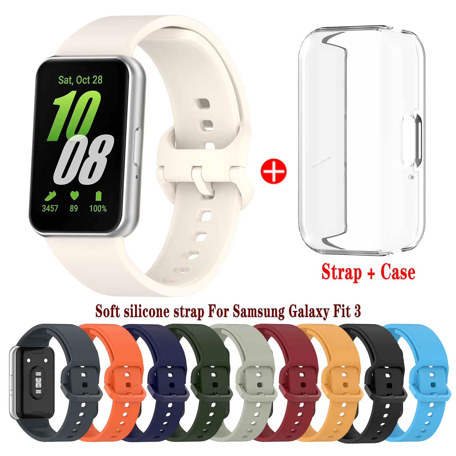 Strap+TPU Case For Samsung Galaxy Fit 3 Watch Silicone Band Replacement Watchband For Samsung Galaxy Fit3 Accessories Bracelet