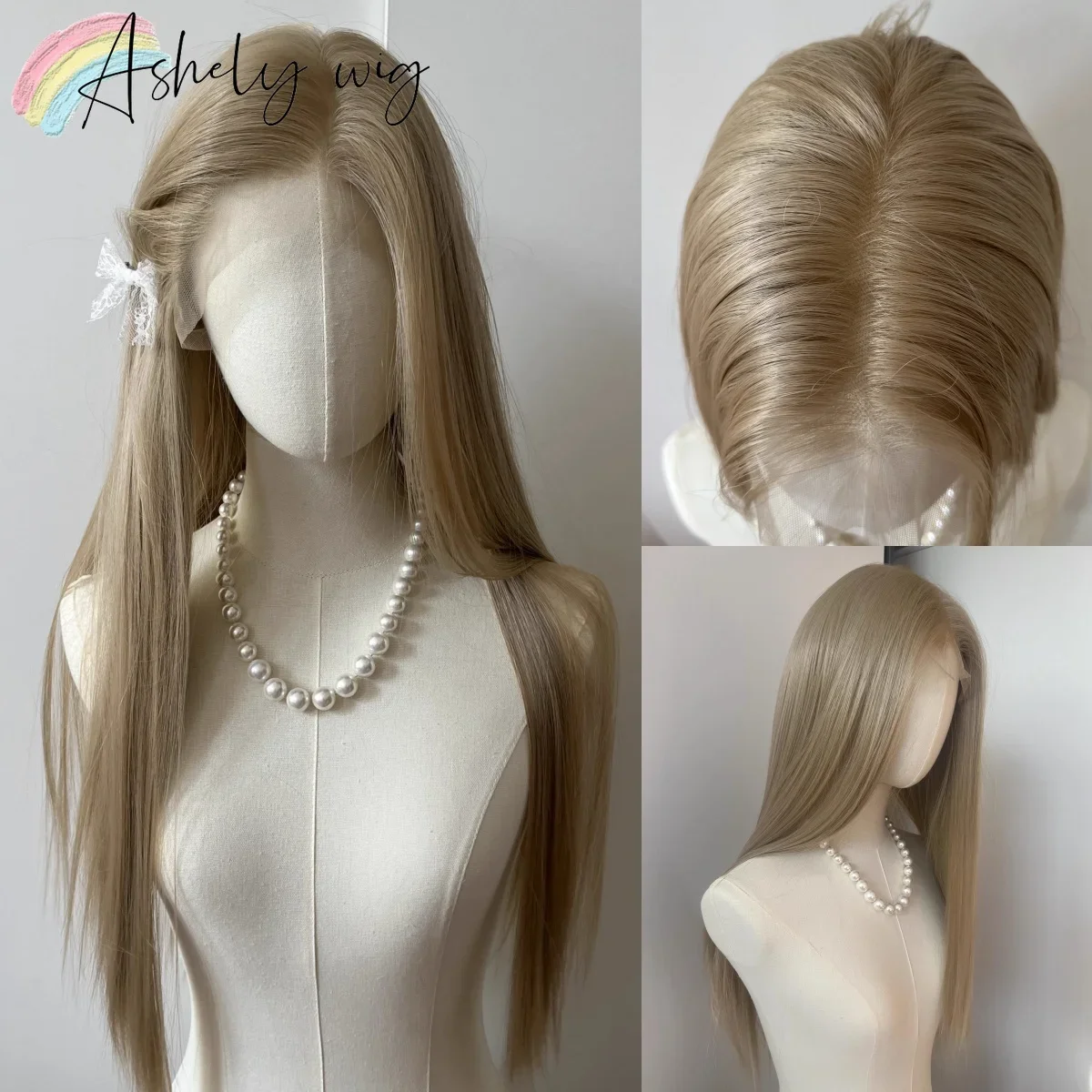 Platinum Blonde Wig 13x4 Lace Front Wig Long Straight Synthetic Lace Wigs High Temperature Fibers for Cosplay