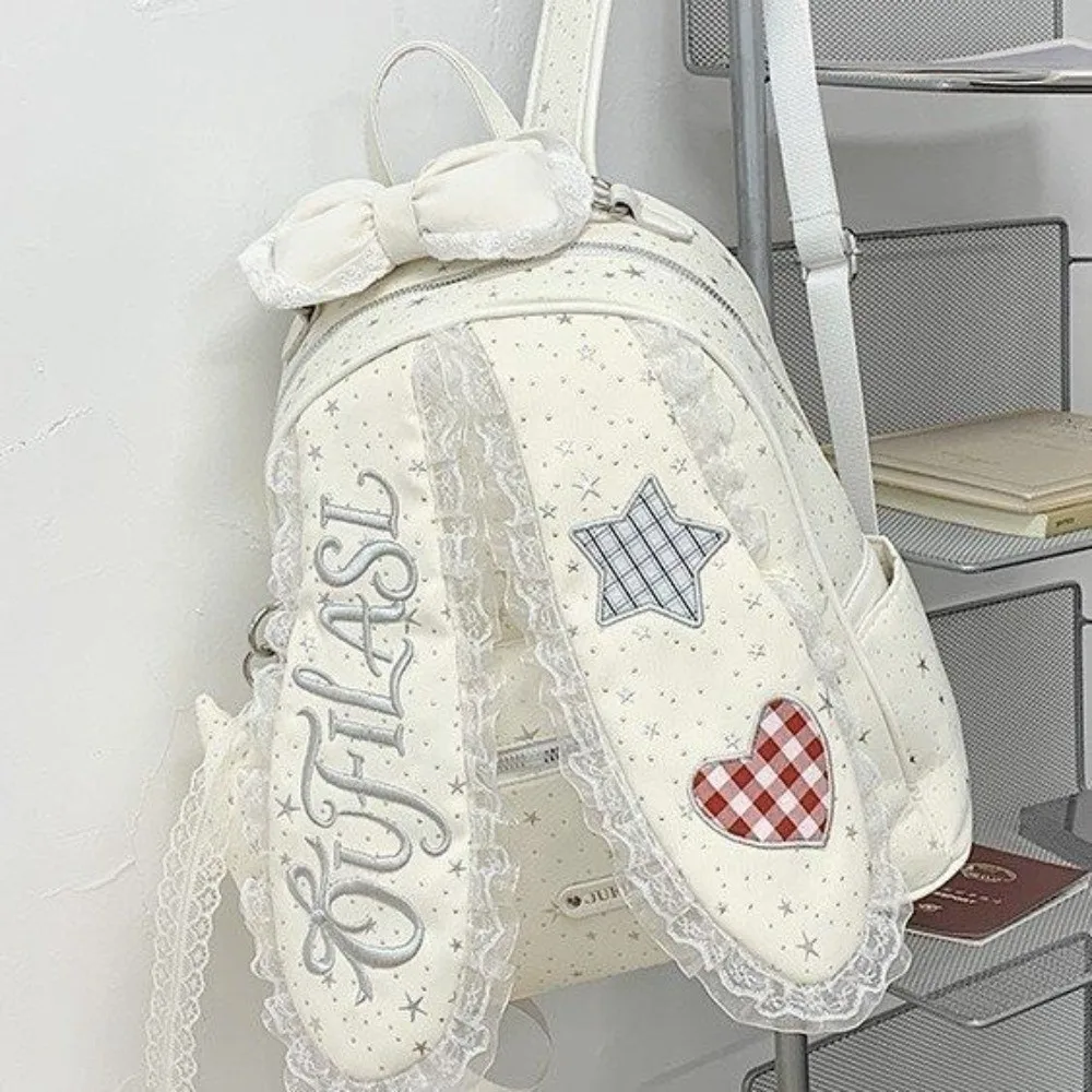 Gift Korean Polka Dot Backpack Lace Edge Lightweight Student Daypack Bow School Bag School Supplies