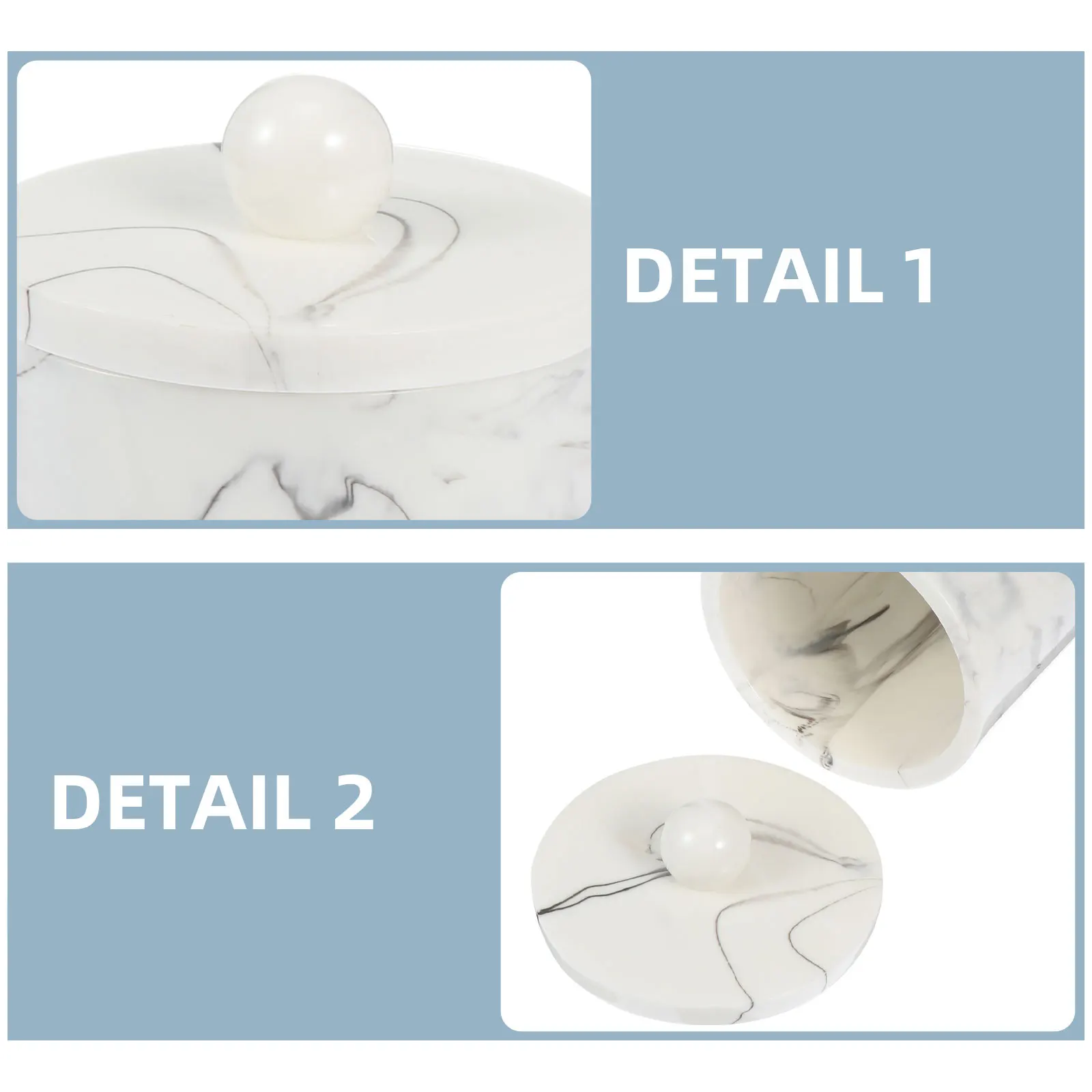 

1pc Marble Vein Toothpick Cotton Swab Storage Box Resin Organizer Container Lid Desktop Bathroom Makeup Accessory Holder