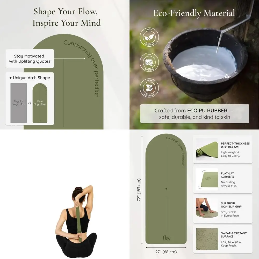 

Eco-Friendly Natural Rubber Yoga Mat for Home Fitness, Non-Slip with Carry Strap - Perfect for Yoga, Pilates, and Exercises