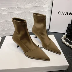 2024 New Shoes for Women Autumn/winter Fashion Pointed Toe Stiletto Modern Women's Boots High Quality Hot Sale Short Boots