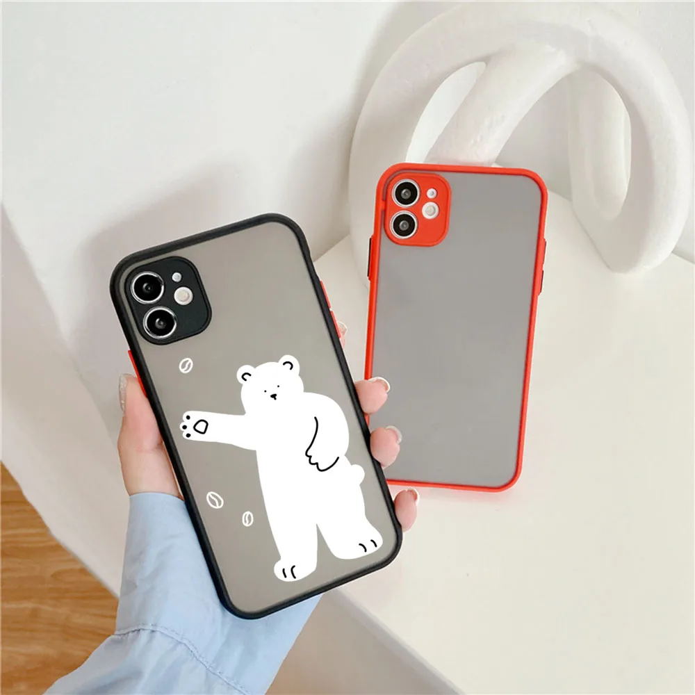 Cases For iPhone 16 15 14 7 8 Plus 13 12 11 ProMax XS X 13Mini XR SE Teddy Lotso Bear Cute Frosted Translucent Fundas Phone Case