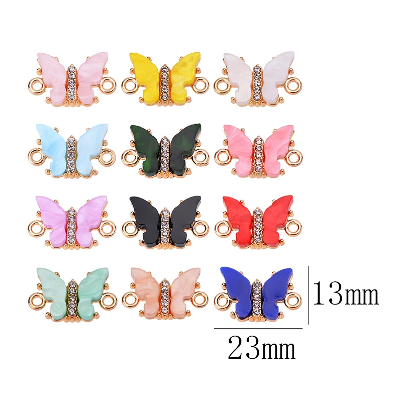 Peixin Colorful Resin Shiny Butterfly Animal Connector for Couple Bracelet Necklace DIY Jewelry Making Charm Ornament Wholesale