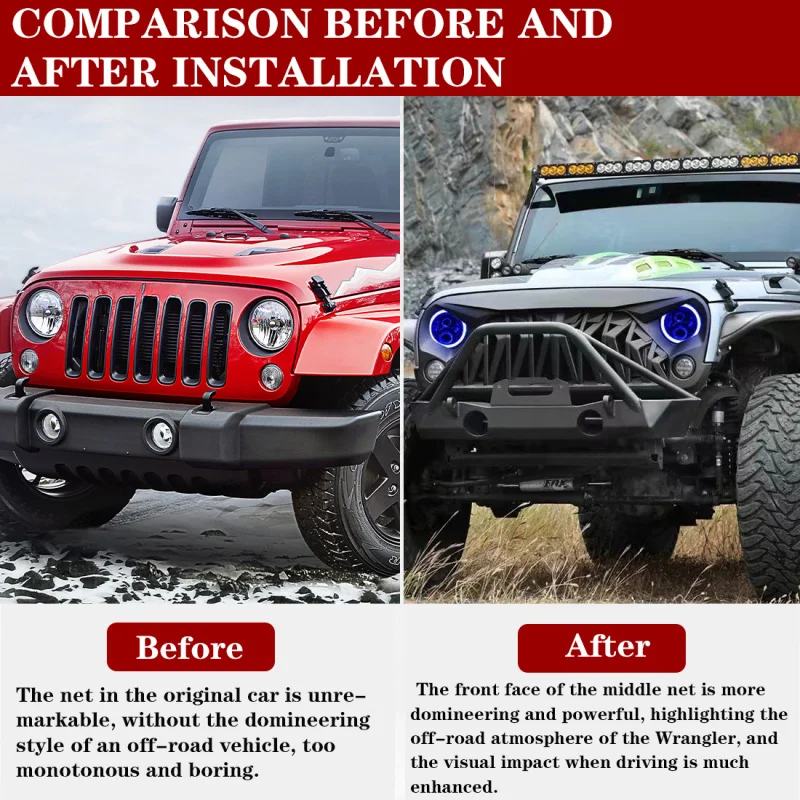 High Quality ABS Black Front Bumper Grille Replacement Auto Parts For 2007-2018 Models