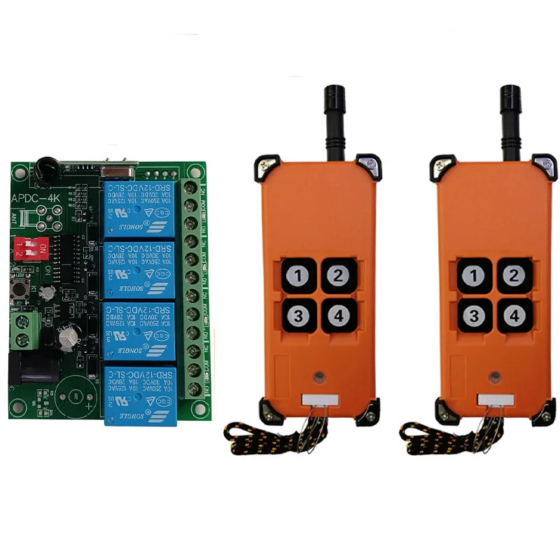 3000m DC12V 24V 4CH Radio Controller RF Wireless Remote Control Overhead travelling crane System Receiver & number keys Remote