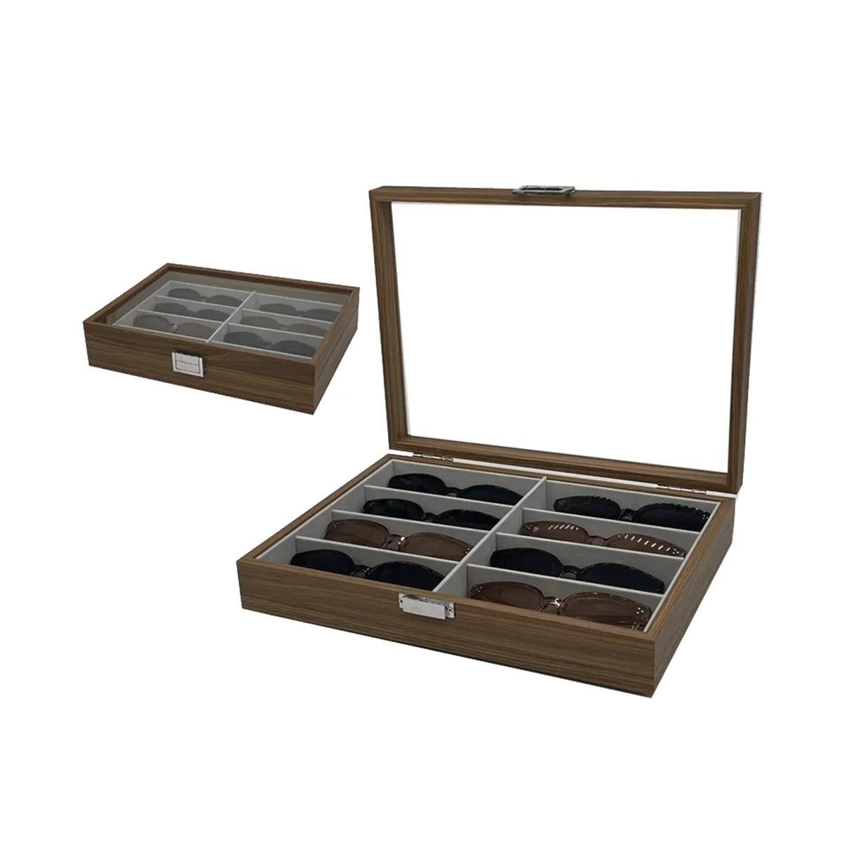 Walnut Wood Sunglasses Storage Display Box 8 Slots Storage Sunglasses Display Case Eyeglass Organizer Collector