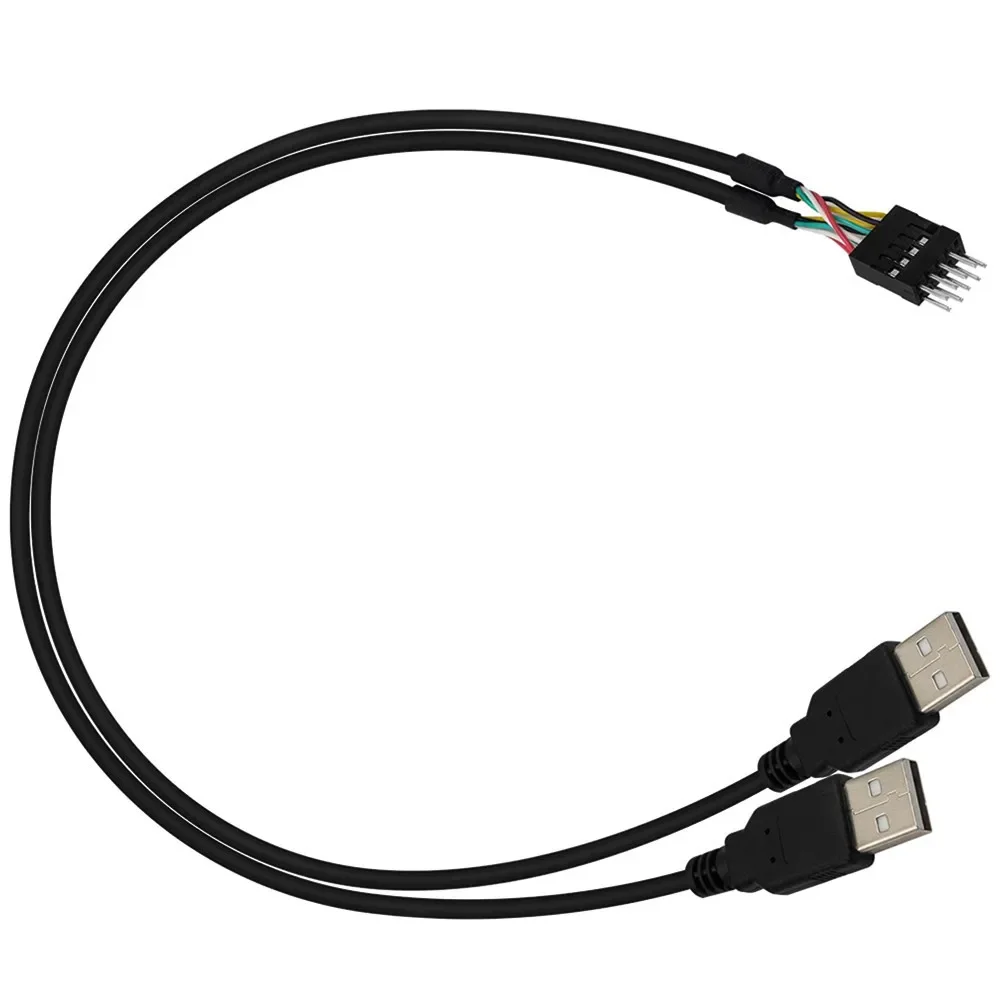 50cm Motherboard Mainboard Dupont 2.54 9Pin Dual USB 2.0 Type-A Male to Male Extension Data Cable Cord Wire Line for PC DIY