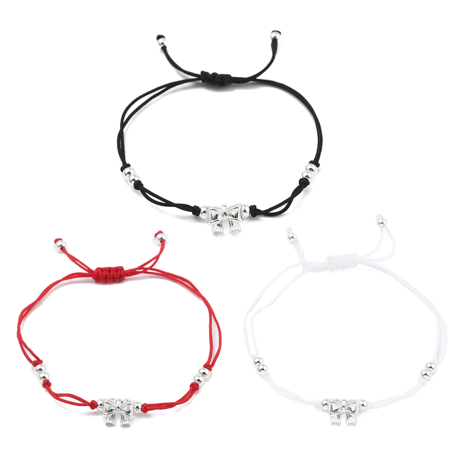 

9/10Pcs Nylon Thread Braided Bead Bracelets Bowknot Brass Bracelets Charms Nylon Bangles For Jewelry Making DIY Craft