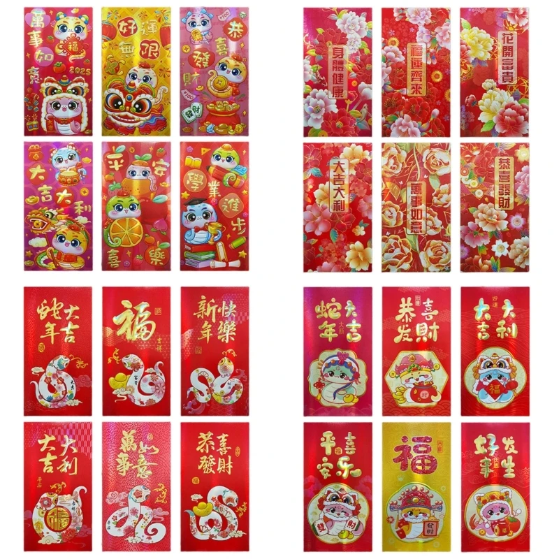 2024 New 6 Luck Money Bag for Chinese New Year 2025 Sturdy Paper Envelopes Decoration