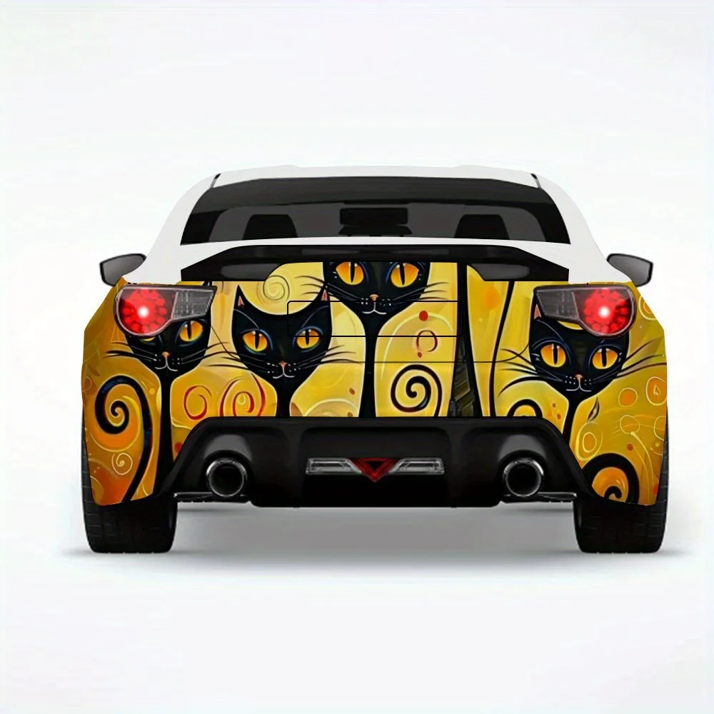 

Art Black Cats Fun Автомобильная наклейкаВиниловая наклейка на заднюю часть автомобиля, водонепроницаемые самоклеящиеся виниловые наклейки для хвоста и бампера автомобиля, декор