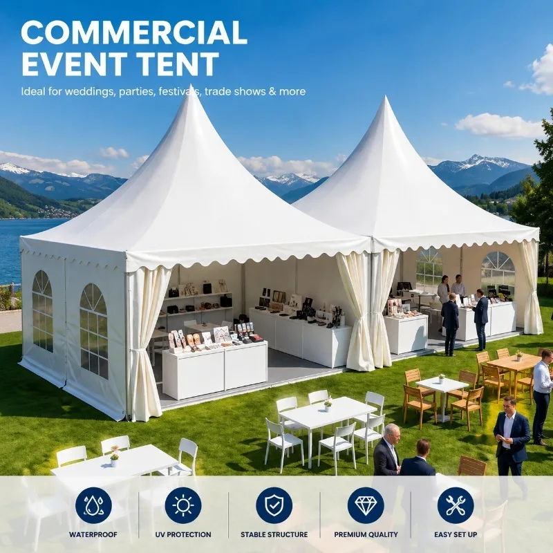 Commercial Pagoda Event Tent Waterproof UV‑Protection Canopy Tent for Wedding Party Festival Trade Show Outdoor Shelter