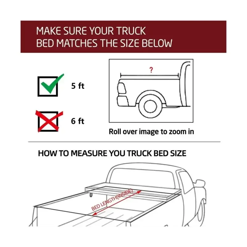 Kikito Vinyl Soft Tri-Fold Truck Bed Tonneau Cover Frontier 2005-2024 Nissan Frontier 2009-2012 Suzuki Equator 5ft (59.5in) Bed