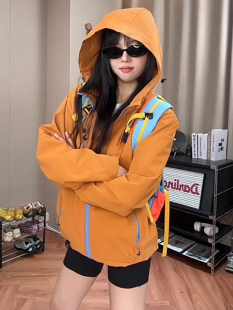 

Женская ветрозащитная и водонепроницаемая куртка Dopne Orange для велоспорта и активного отдыха, для езды на шоссейном велосипеде и горного туризма, на молнии