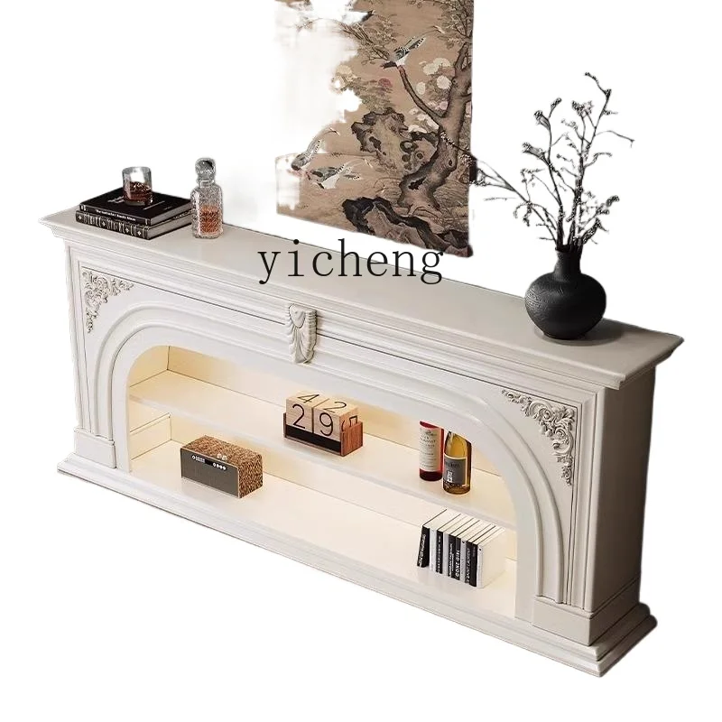 

ZZ full solid wood fireplace decorative cabinet retro living room side cabinet entry fireplace vintage home decor