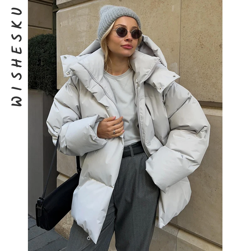 

Женская зимняя хлопковая куртка, свободная парка, ретро-пекарня, повседневная женская теплая хлопковая пуховая парка с капюшоном, топ с хлебом