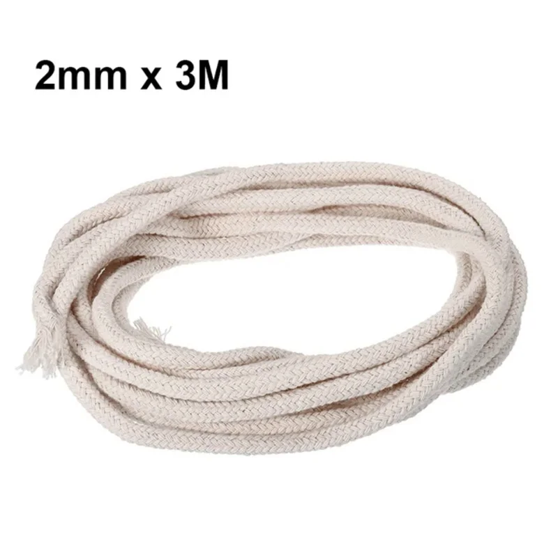 3/5/10m 2mm/3mm/4mm/5mm/6mm/8mm round wick cotton candle woven wick, kerosene wick burner for candle DIY and candle making