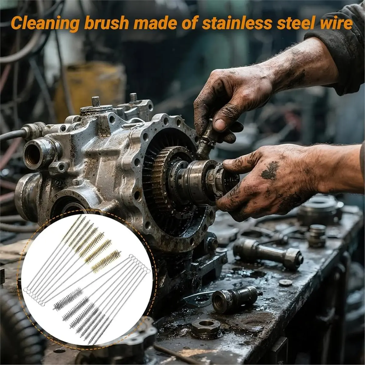 A22I 16Pcs Tube Cleaning Brush,Brass Stainless Steel Engine Cleaning Brushes,12inch Round Wire Pipe Cleaner for Deep Pipes