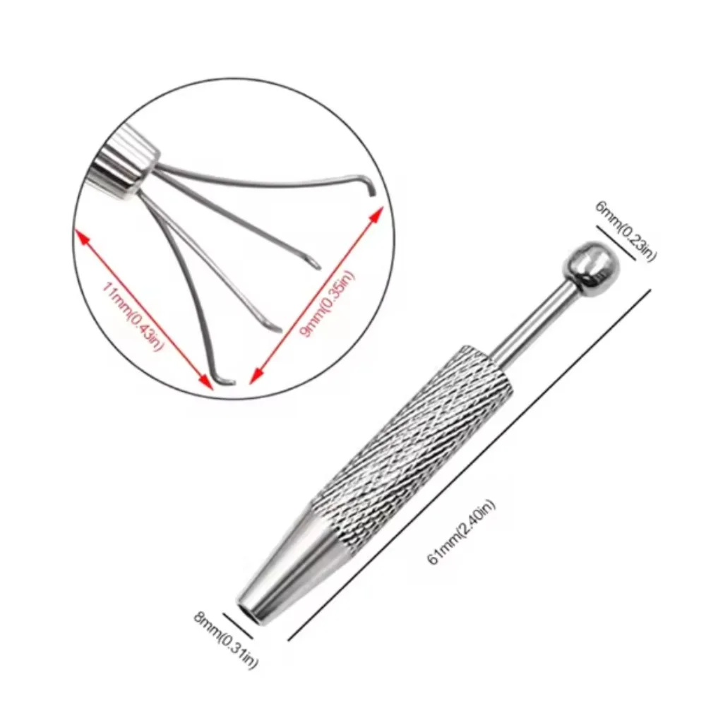 2Pcs 4‑Prong Diamond Grabber Tool, Stainless Steel Gemstone Bead Pick‑Up Gripper for Jewelry Stone Setting Watch Repair