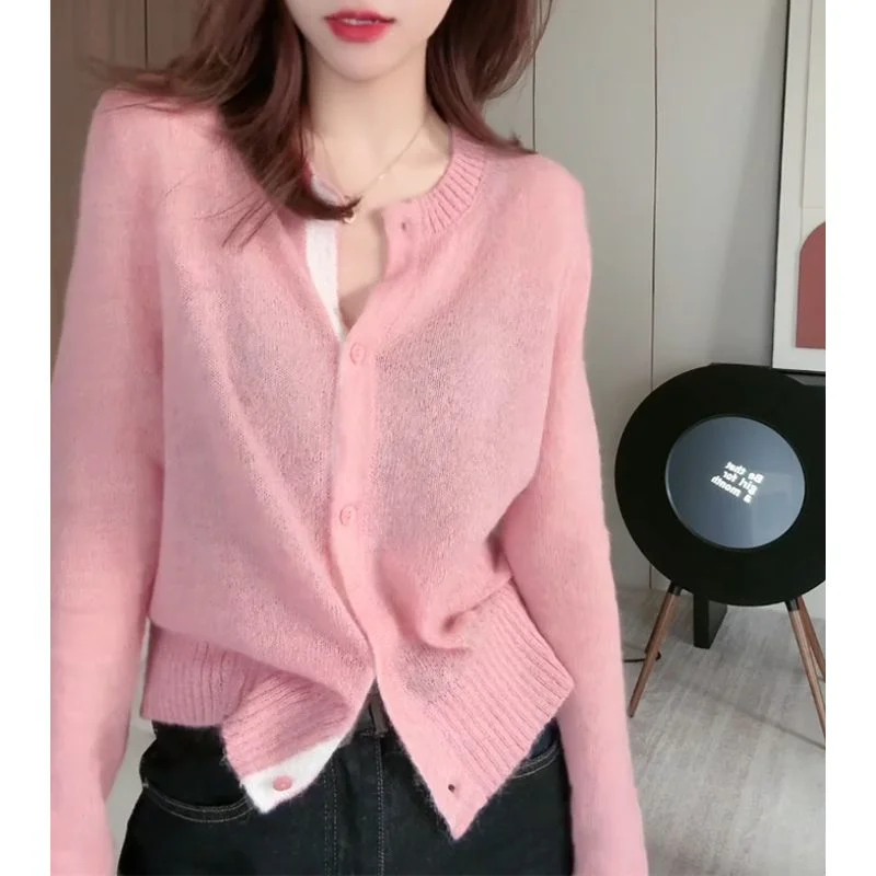 

Gentle Lazy Style Knitted Cardigan for Women Comfort and Temperament Slimming and Age-reducing Sweater Jacket