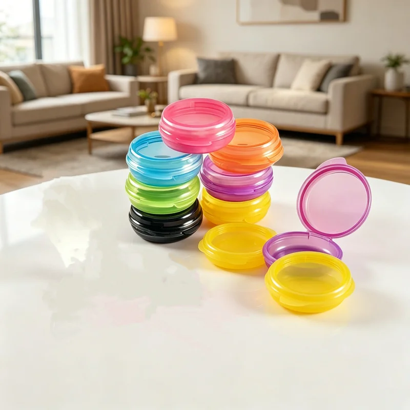 1pcsRandom color small pill storage box、Portable Mini Travel Pill Box Holder、Medicine storage box、Transparent Round Vitamin Cont