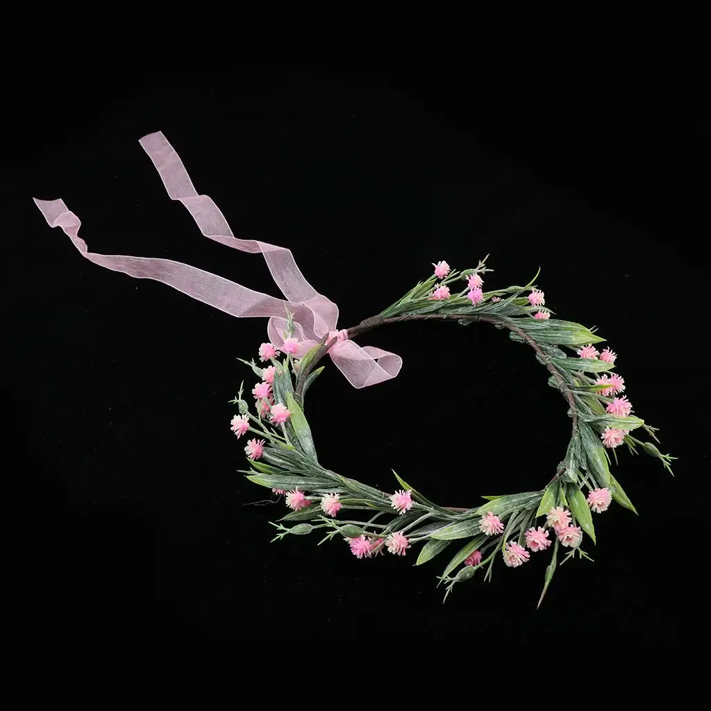 

Silk Flower Crown Wedding Hair Wreath Floral Headband Garland Pink