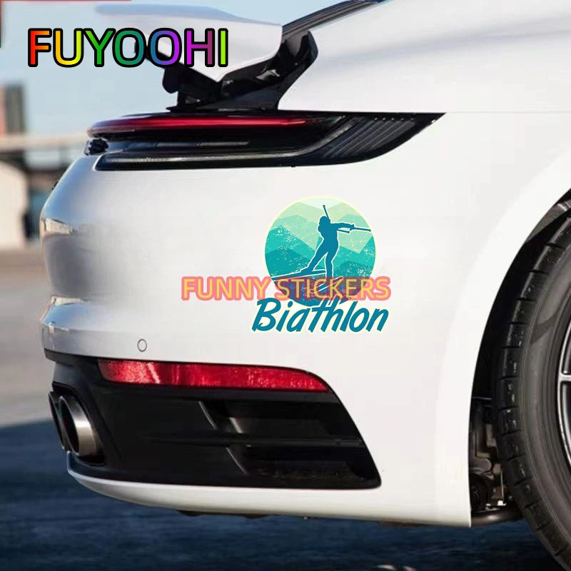 FUYOOHI Biathlon Sport Trunk Car Sticker Cartoon Refrigerator Decal Motorcycle Anime Bumper Car Assessoires