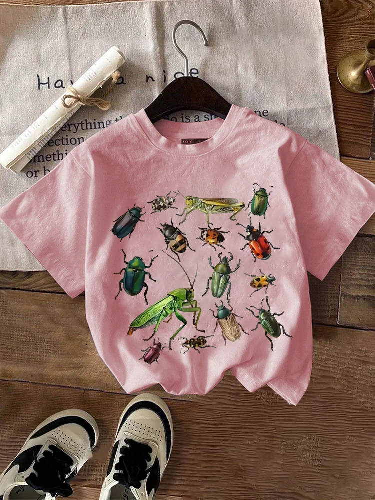 Fun Insects Creative Printed T-Shirts Women Summer Fashion Cute Casual Round Neck Female Cotton  Short Sleeved Design Clothes