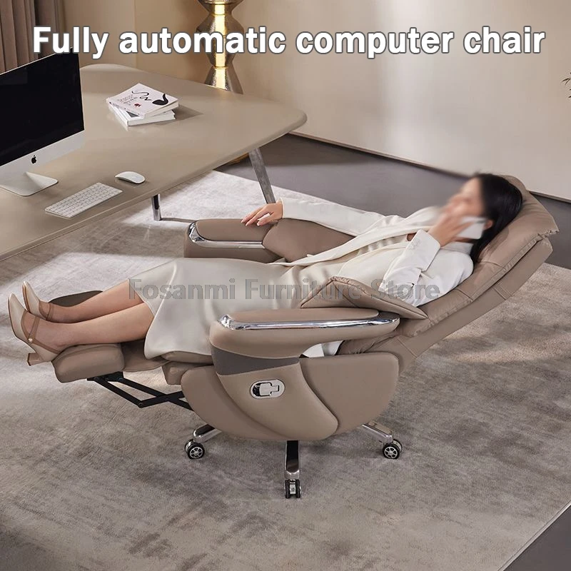 High-grade Leather Boss Desk Chair Office Comfortable Soft Computer Swivel Chair with Wide Armrests Home Thick Back Gaming Chair