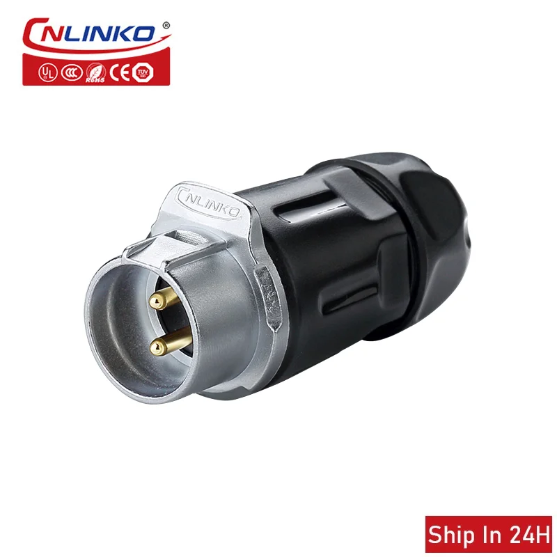 Cnlinko LP20 M20 Waterproof 2pin Industrial Male Female Plug Docking Joint AC 20A Power Connector for Solar Radio Video UAV LED