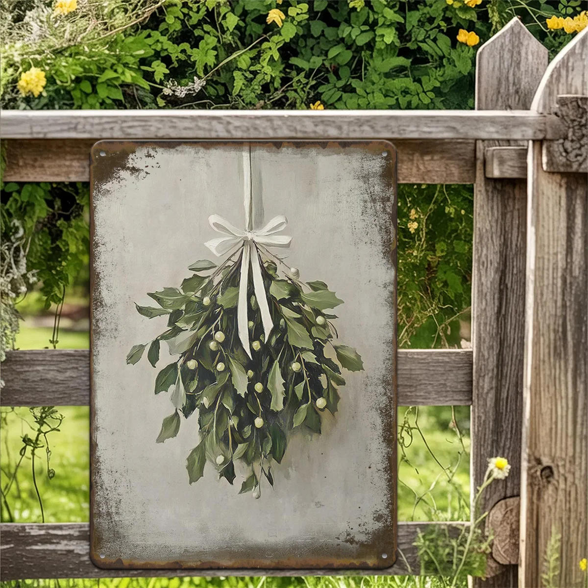1pc Vintage Christmas Mistletoe Winter Vintage Vintage Metal Signs Living Room Restaurant Bar Pub Cafe Coffee Shop Iron Painting