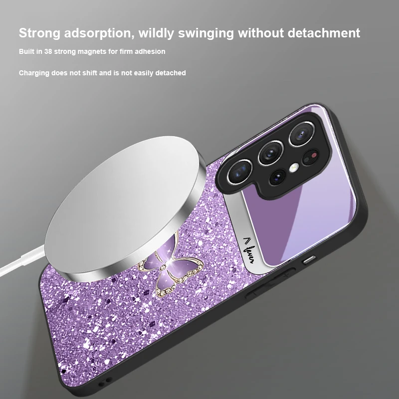 Textura de punto blanco y azul para Samsung Galaxy S20 FE S21 S22 S23 Plus S24 Ultra 25 Edge S24Ultra 22Plus Magsafe funda de teléfono de cristal