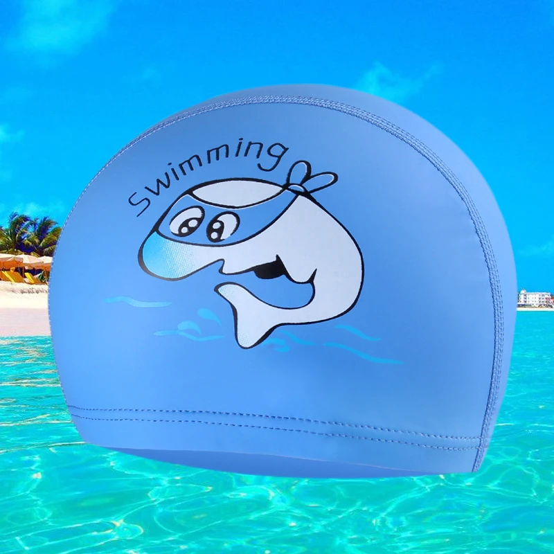 Children swimming cap waterproof ear protection PU cap boys and girls cartoon swimming cap hair protection comfortable swimming