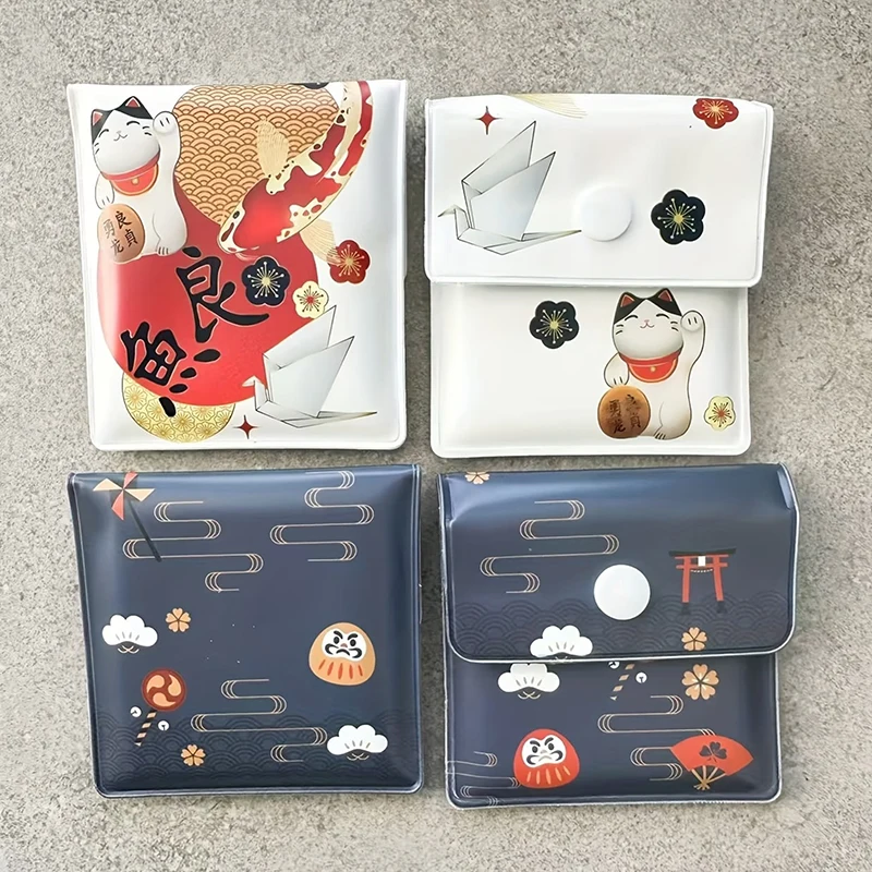 

Fireproof EVA Portable Ashtray Bags with 3D Japanese Dharma Lucky Cat for Smokers Travel and Office Use