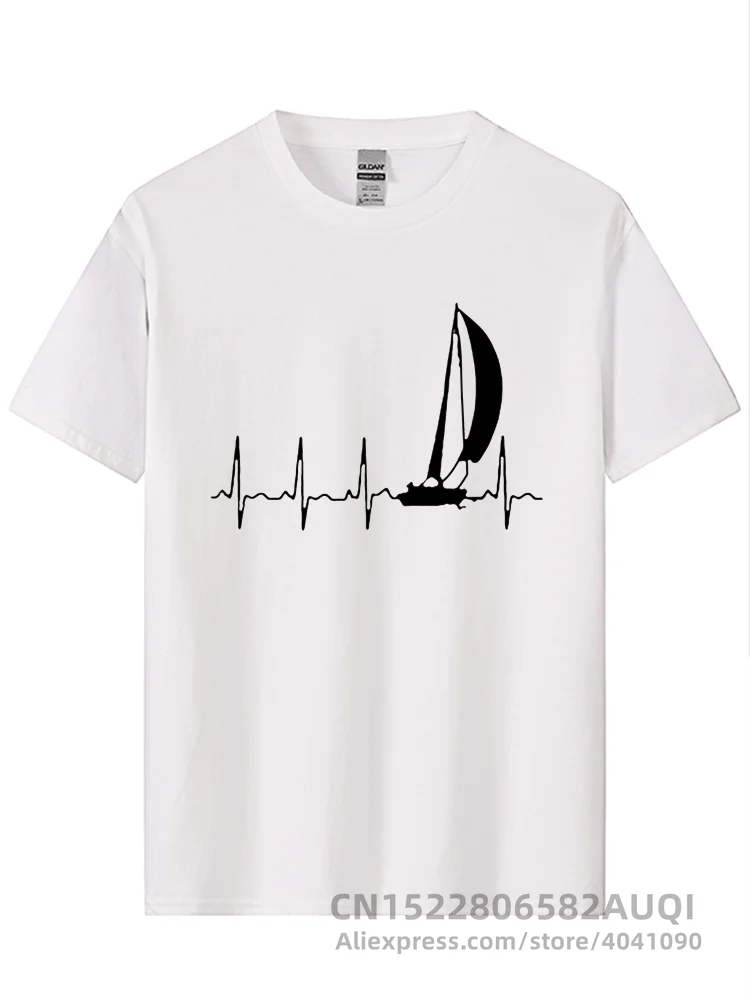 Sailing T Shirt SAILING IN A HEARTBEAT T-Shirt Summer Graphic Tee Shirt Cute 100 Cotton Short Sleeve Mens Tshirt