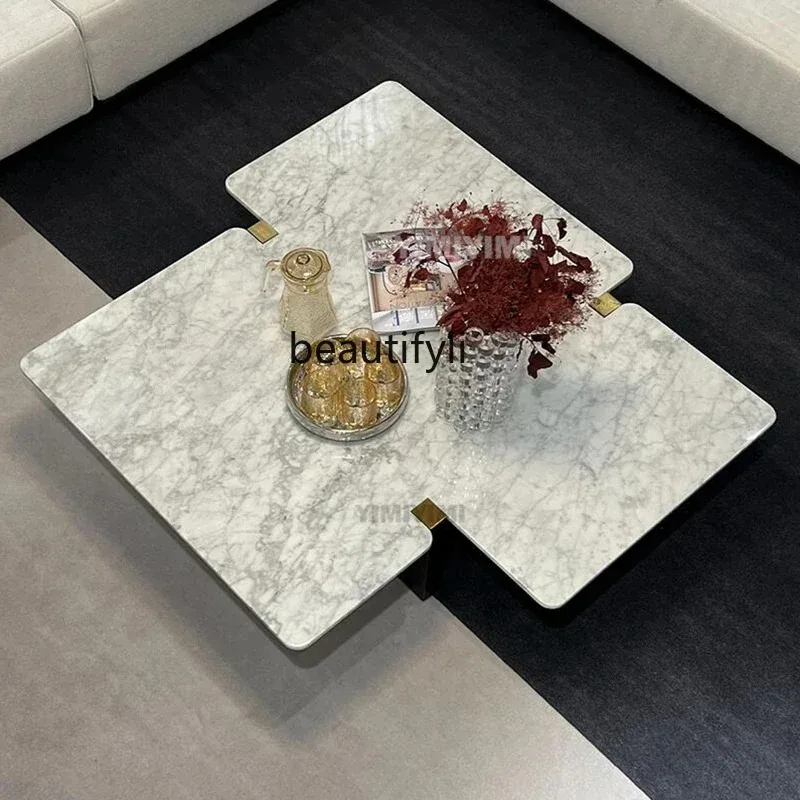 A4567 Venice Brown Special-Shaped Imitation Luxury Stone Living Room Coffee Table Marble Suspension Design Modern Advanced Sense