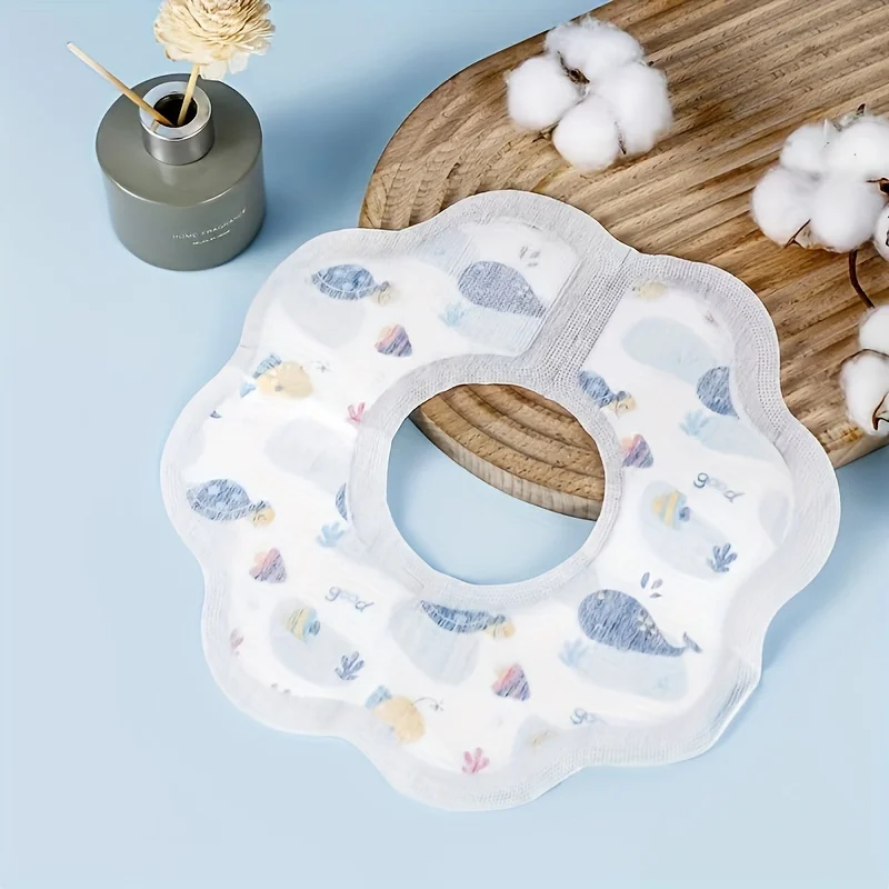 5pcs/pack Baby Disposable Bibs, 360 Rotating Absorbent Feeding Bib, Leakproof Saliva Towel, Perfect for Outdoor Travel