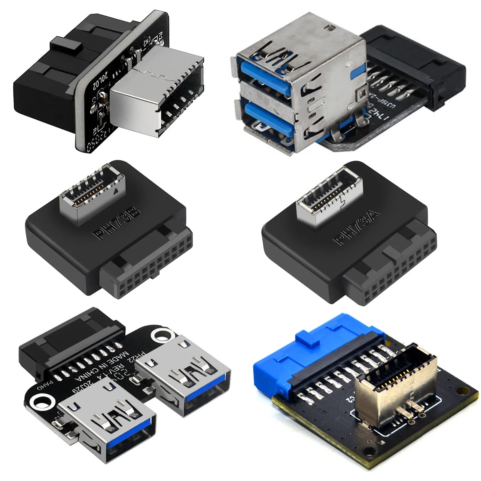 USB 3.1/3.0 Front Panel Socket 19Pin to TYPE-E 20Pin Converter Extension Adapter USB Header Adapter for PC Motherboard Connector