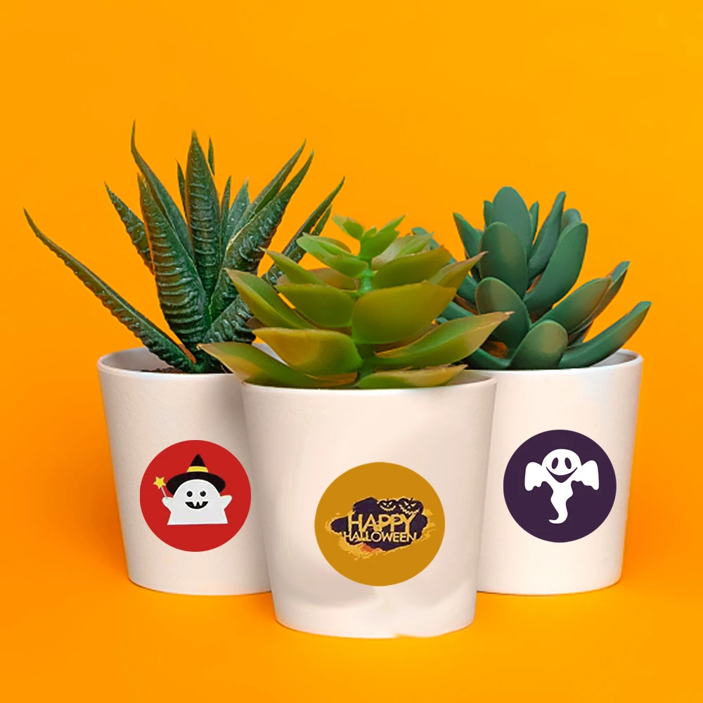 500 قطعة سعيد هالوين ملصقات اليقطين شبح ورقة مستديرة الهدايا اليدوية الأختام ملصقات ل هالوين ديكور حفلات سكرابوكينغ