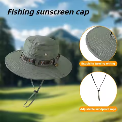 Summer Bucket Hat Outdoor UV Protection Wide Brim Panama Safari Hat Mesh Fisherman Beach Cap for Hiking Cycling Fishing Hat