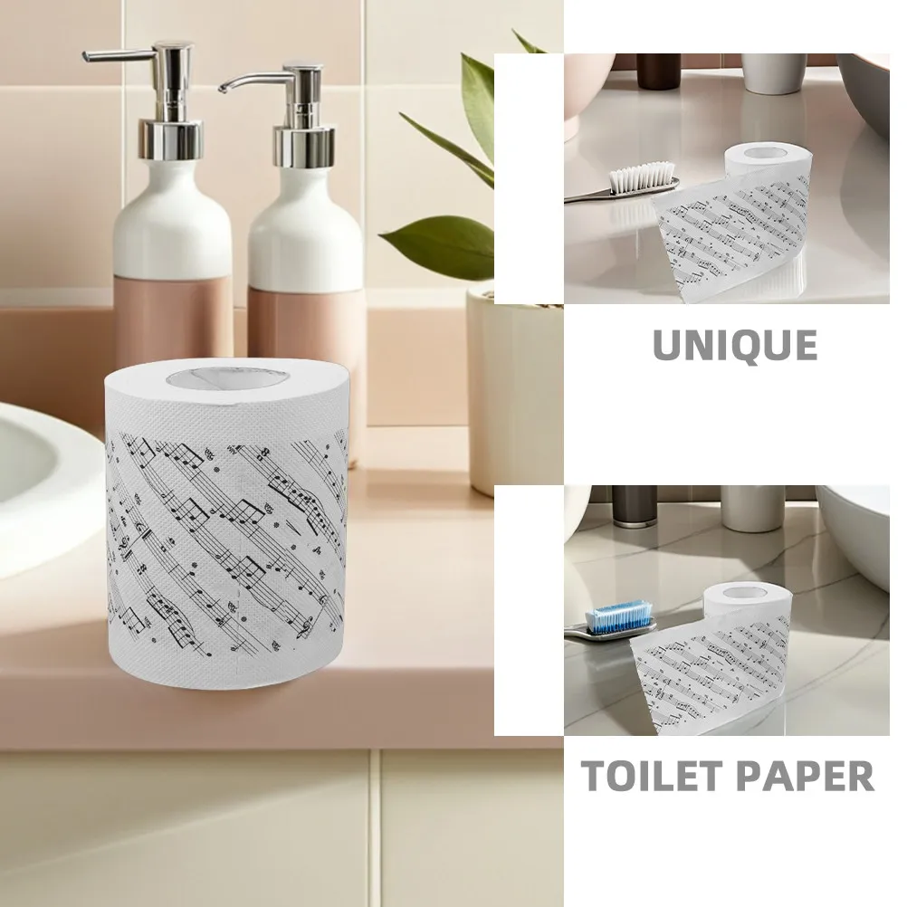 2 Rolls Music Notes Pattern Toilet Paper Soft Comfortable Decorative Bathroom Tissue Roll Novelty Printed Tissue Paper Roll
