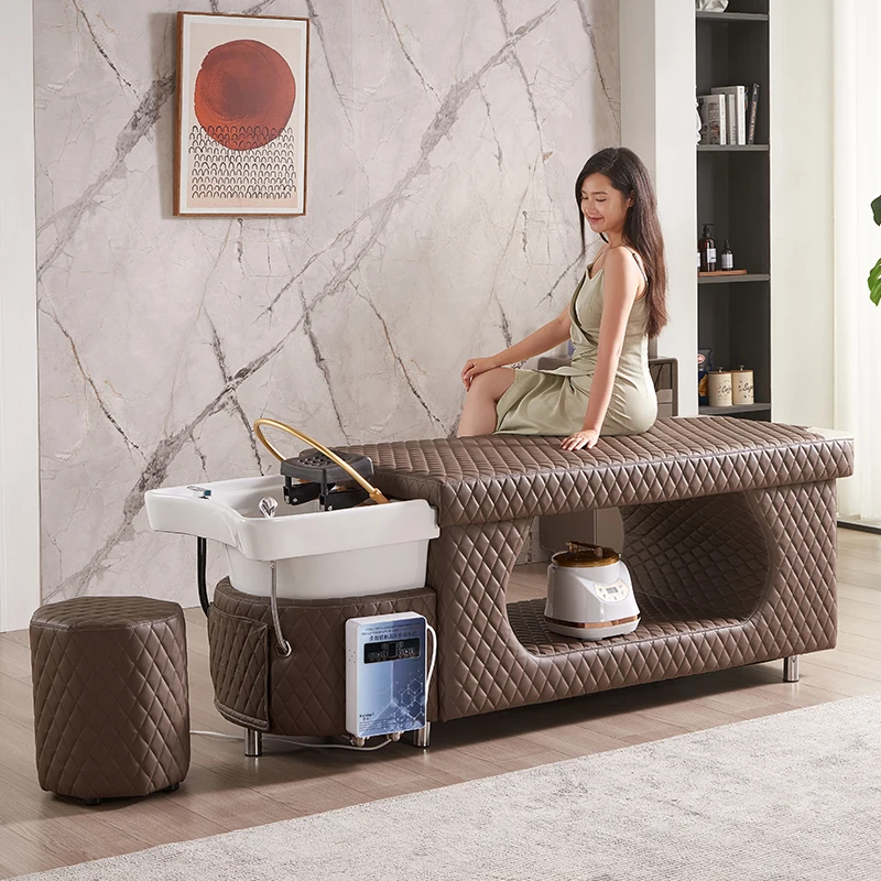 Hair treatment shampoo bed Barbershop beauty salon hair salon special Thai massage water cycle fumigation bed