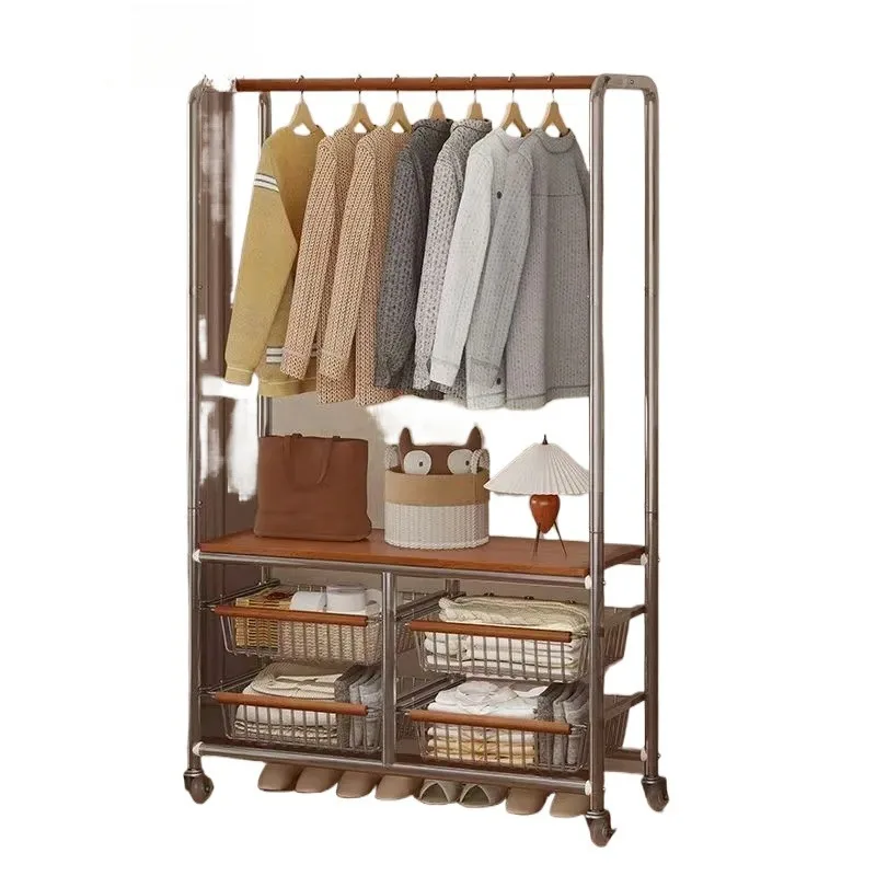 Coat rack floor-to-ceiling bedroom simple clothing storage cabinet household removable storage overnight hanger