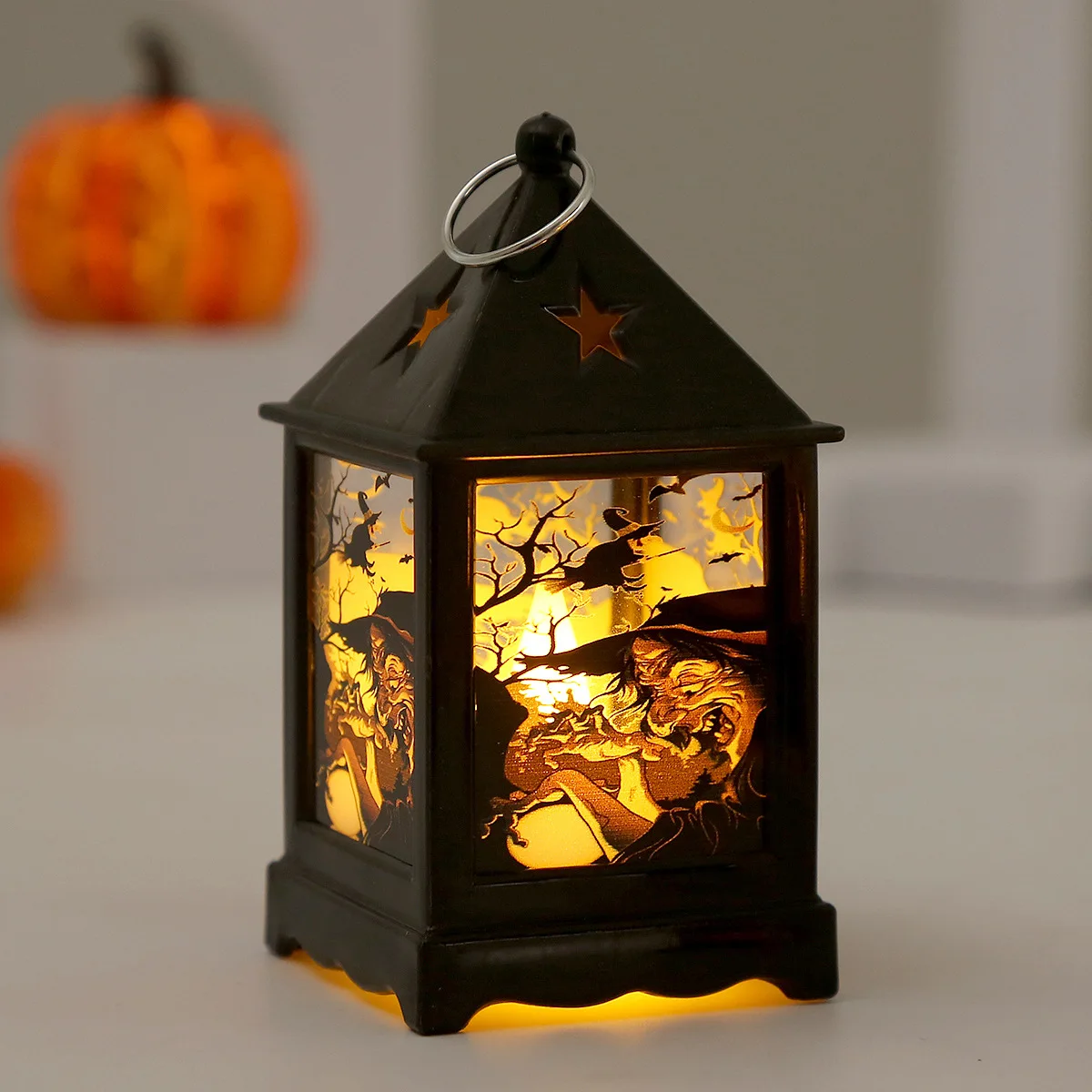 Lámpara de noche pequeña y creativa, linterna de tormenta de Halloween, lámpara Led portátil de calabaza, accesorios de decoración de ambiente festivo, 1 ud.