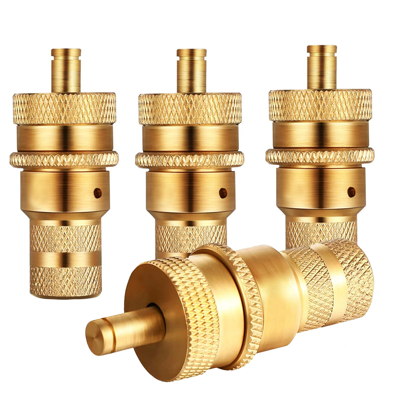 4pcs Universal Offroad Brass Tire Deflators Kit Automatic 6-30psi Tyre Tire Pressure Relief Valve Deflators Bleeder Valve Set