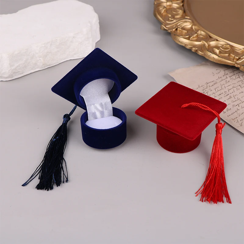 Scatole per anelli a forma di cappello da dottorato creativo, orecchini, gioielli, fidanzamento, matrimonio, scatole per imballaggio regalo di San Valentino